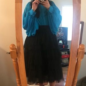 Batwing blouse and tulle skirt